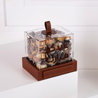 Boîte Cadeau Vide de Luxe en Cuir pour Chocolats et Dattes du Ramadan, Boîte de Rangement Personnalisée en Acrylique Transparent pour Desserts, Bonbons et Noix