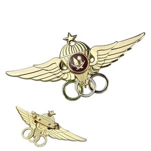 Antique Custom Design Metal Security Pilot <strong>Wings</strong> Pin Badges Wholesale Uniform Shoulder Die Cast Gold Plating Your Own Logo