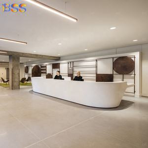 Mostrador <span class=keywords><strong>de</strong></span> Recepción para Hotel, Diseño Contemporáneo Personalizado <span class=keywords><strong>en</strong></span> Forma <span class=keywords><strong>de</strong></span> U, 2 Asientos, Superficie Sólida, Color Blanco - Product Image 4