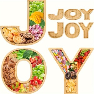 Bamboo JOY Letter <b>Tray</b> Set Serving Platter For Fruit Cheese Pastry Hotel Coffee <b>Tea</b> Party Decor - Product Image 1
