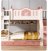 Cama litera moderna de madera maciza de doble altura para apartamentos pequeños infantiles, con almacenamiento multifuncional, cama para padres e hijos