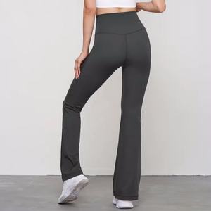 Pantalones acampanados de cintura alta Tight Gym Nylon Spandex Leggings acampanados de longitud completa - Product Image 5