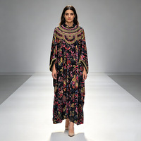 Robe maxi musulmane modeste faite à la main pour femmes pour l'Aïd, mariage, Moyen-Orient, ODMDubai, robe en velours brodée de perles, kaftan de soirée
