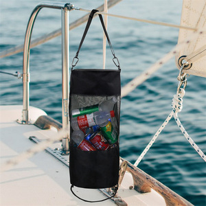 Sac de rangement en maille pour l'extérieur, tissu Oxford 600D bleu et noir, filet à déchets suspendu pour bateau et kayak - Product Image 3