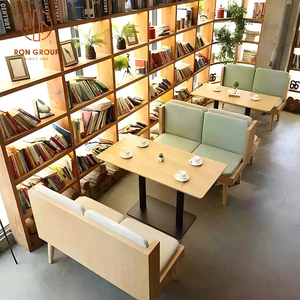 Set di Mobili Moderni per Ristorante Divano in Legno Verde <span class=keywords><strong>con</strong></span> Tavoli Rotondi in Legno e <span class=keywords><strong>Sedie</strong></span> in Legno Naturale per Caffetteria - Product Image 5