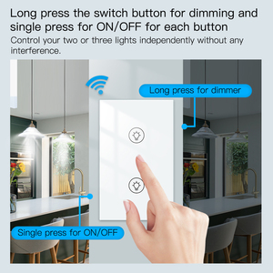 Interrupteur intelligent multi-gang Tuya WiFi avec variateur <span class=keywords><strong>de</strong></span> lumière, contrôle indépendant, compatible Smart Life/APP Tuya, fonctionne avec la définition des modes d'éclairage et <span class=keywords><strong>de</strong></span> l'état <span class=keywords><strong>de</strong></span> marche. - Product Image 3