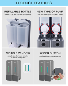 Dermey Hướng dẫn sử dụng ABS nhựa treo tường chất lỏng xà phòng Dispenser bơm lại cho vòi hoa sen gel dầu gội khách sạn sử dụng-mục đích kép - Product Image 5