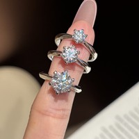 Bague en Moissanite en Gros, Bijoux Plaqué Platine, Argent Sterling S925, Sertissage à Six Griffes, Niche Haut de Gamme, Ne Ternit Pas