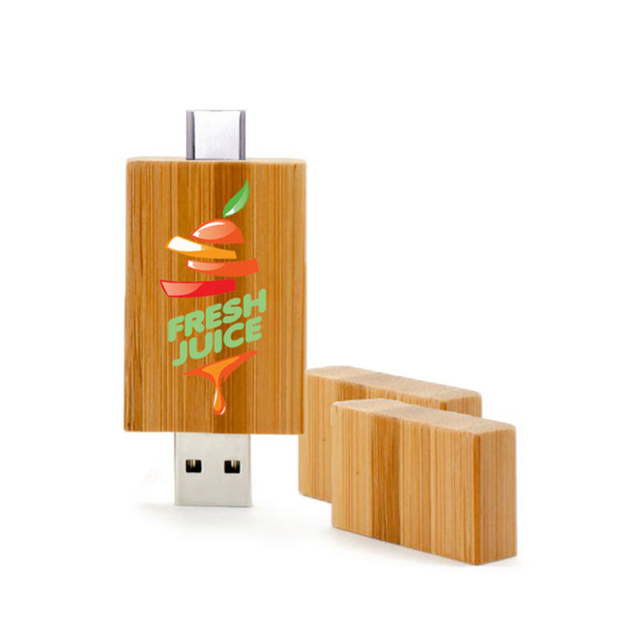 Natural Bamboo Wood USB Flash Drive Custom Laser Engraved Logo Portable Pendrive 32GB 64GB 128GB for Corporate Gifts