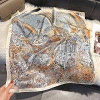 Foulard carré professionnel vintage printemps-été pour femme, motif cachemire imprimé, en polyester, style soie