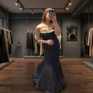 Elegant Black Silk Corset Style Floor-Length Lehenga Mermaid Fish Cut Quick Dry All Seasons Women Party <b>Wedding</b> Wear Ensemble - Product Image 3