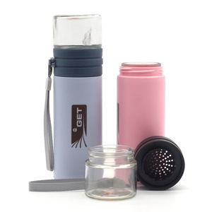 Get Glass Water <b>Bottle</b> With Tea <b>Infuser</b> 500Ml Portable Insulated For Outdoor Use - Product Image 2