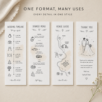 Cartes de chronologie personnalisées pour mariage, cartes en papier esquisse dessinées à la main pour affichage du programme des événements du jour du mariage