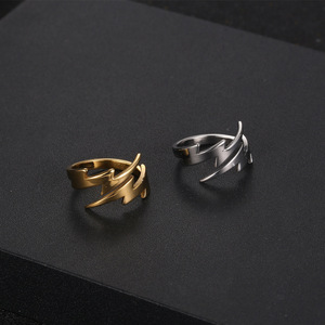 Japanese Korean Style Stainless Steel Lightning Bolt <b>Ring</b> <b>Titanium</b> Steel Polished Geometric Jewelry Unisex Gift SA1111 - Product Image 3