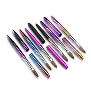 2023 plus récent Style métal ruban poignée <span class=keywords><strong>professionnel</strong></span> Kolinsky pur métal poignée UV <span class=keywords><strong>Gel</strong></span> Nail Art brosse - Product Image 3