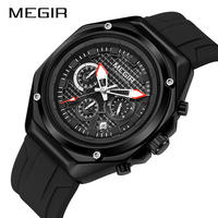 Montre chronographe à quartz pour homme MEGIR, très vendue, étanche, bracelet en silicone, grande taille, montres de luxe pour homme, Orologio Uomo