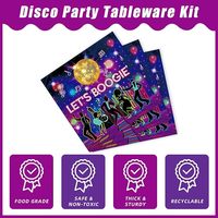 Ensemble d'assiettes en papier pour fête disco imprimées numériquement en 4 couleurs DAMAI, décorations pour fête d'anniversaire de 3 ans, années 70, années 80, années 90, vaisselle de fête disco