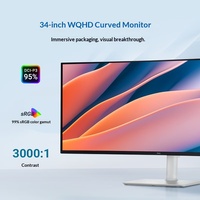 Layar Lengkung Dell 34" Quasi-4K Baru Original, 120Hz, Type-C 65W, Speaker Internal, Perangkat Keras Low Blue Light S3425DW