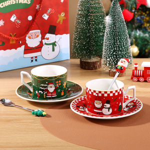 Christmas Gift Ideas <b>Ceramic</b> Coffee <b>Cup</b> Creative Christmas Mug with Saucer and Spoon - Product Image 3