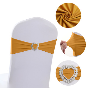 Housse de chaise de banquet décorative, élastique, anti-poussière, résistante aux hautes températures, avec nœud floral et anneau en forme de cœur, sans sangle de fixation - Product Image 1