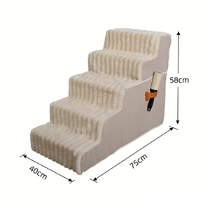 Escalier pour animaux de compagnie en polaire douce 40x45x35cm, antidérapant, pour intérieur, avec poche latérale pour petits animaux - Product Image 3