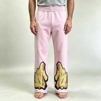 Pantalon de jogging décontracté rose à jambe large pour homme, avec cordon de serrage, imprimé numérique, poches en coton, anti-plis