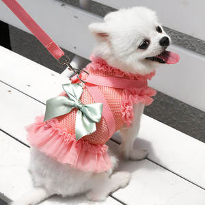 Bernapas mesh anjing dasi kupu-kupu gaun kotak-kotak anjing <span class=keywords><strong>harness</strong></span> tali dada dengan membawa - Product Image 1