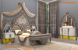 เตียงไม้สักทรงกลมแกะสลักอย่างดีหรูหราสไตล์ทันสมัยปรับแต่งได้ตามต้องการขนาดส่วนตัวเฟอร์นิเจอร์บ้าน DST สี - Product Image 3