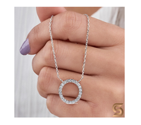 Collier pendentif cercle en diamant de laboratoire 0,37 CT, halo minimaliste, cadeau de luxe pour mariage et fête pour femme