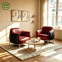 Fauteuil individuel moderne de luxe en cuir avec structure en acier inoxydable pour salle à manger et chambre à coucher