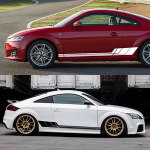 2 uds estilo deportivo coche cuerpo falda lateral raya larga ajuste impermeable vinilo coche calcomanía lateral pegatina - Product Image 3