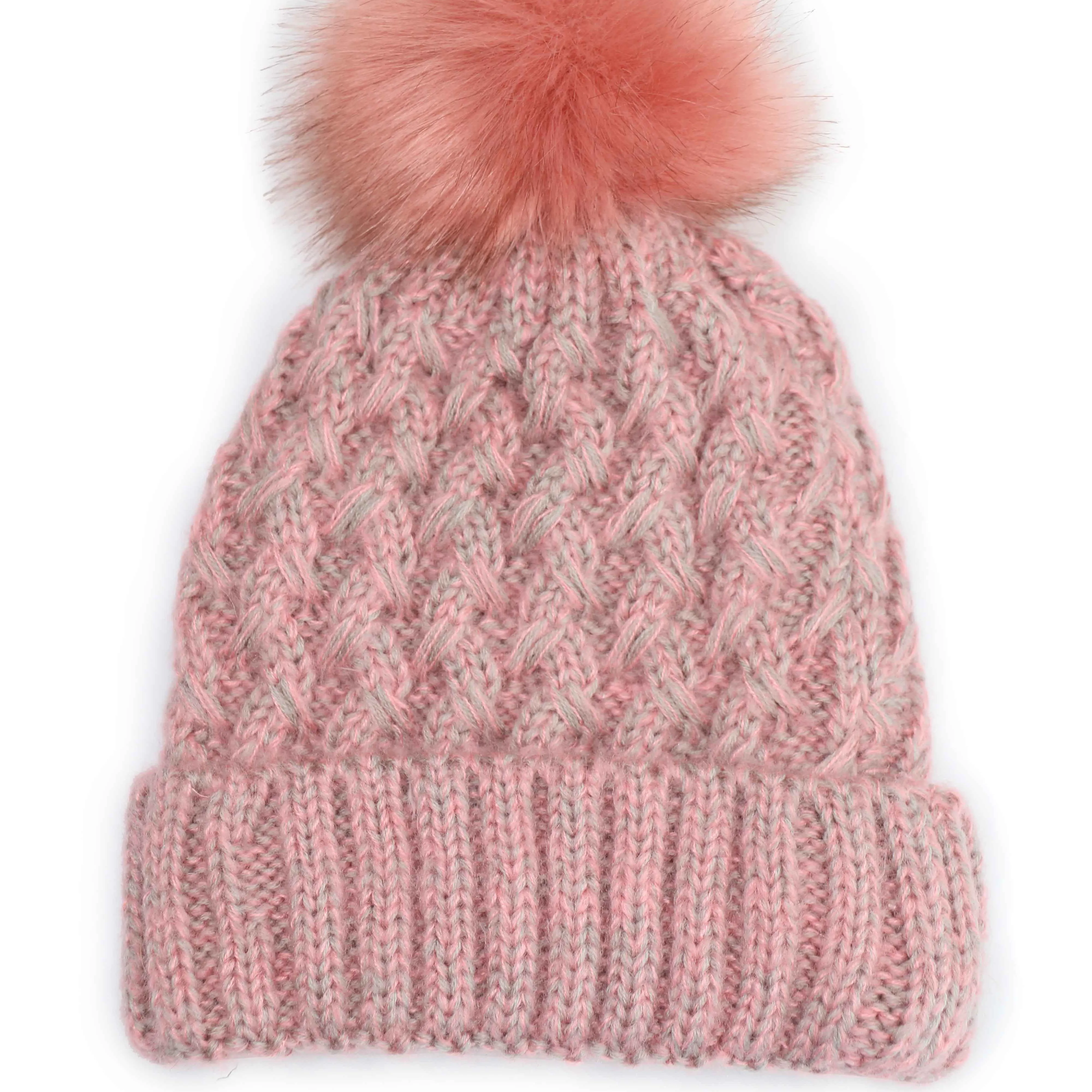 Herfst Winter Nieuwe Beanie Muts Verdikte Gebreide Muts Met Pom Pom Warm Winddicht Vrouwenhoed