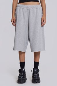 Pantalon Capri Décontracté Gris à Bords Bruts Style Vintage RUICHI, Pantalon Court Sept-Huizièmes Coupe Ample pour Couple, Idéal Été - Product Image 5