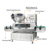 Capuchon métallique automatique VTOPS pour bouteille en verre Twist off Capper Jar Metal Cap Steam Vacuum Capping Machine