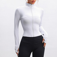 Veste de course légère à séchage rapide, veste de yoga, veste d'entraînement, haut de fitness, confortable, extensible, à manches longues, zippée