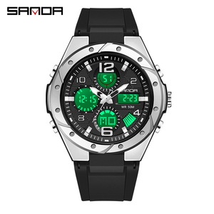 Reloj Digital Multifuncional de Doble Pantalla para Mujer, Diseño Simple y Moderno, Caja de Acero Inoxidable, Movimiento de Cuarzo, Batería de Larga Duración - Product Image 2