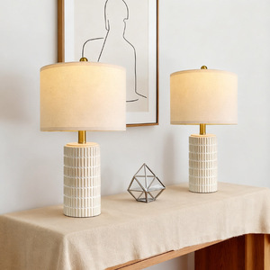 Ceramic Table Lamp Beige Shade E27 LED Asian Style Bedroom Desk Lamp <b>Decorative</b> <b>Lighting</b> - Product Image 1