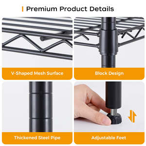 4-Layer Adjustable Utility <b>Storage</b> Rack with Black Anti-Rust Coating Ideal for Pantry/<b>Laundry</b> Room <b>Organization</b> - Product Image 2