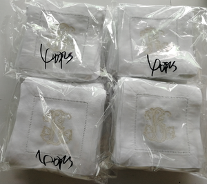 Serviettes <span class=keywords><strong>de</strong></span> cocktail <span class=keywords><strong>en</strong></span> coton <span class=keywords><strong>lin</strong></span> bon marché avec monogramme du client <span class=keywords><strong>en</strong></span> couleur blanche pour la vente <span class=keywords><strong>en</strong></span> gros - Product Image 5