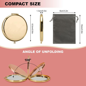 Miroir de poche compact personnalisé de luxe, double face, en métal, grossissant, pour cosmétiques - Product Image 3