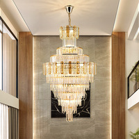 Lustre moderne suspendu au plafond en verre cristal Lampes suspendues Éclairage décoratif de luxe Grands lustres Suspension
