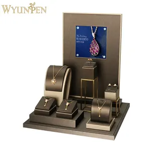 Wyp suporte de brinco de ponta alta para colar, conjuntos de joias de couro pu para exibição de joias