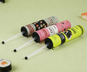 Emballage cylindrique pour concept de sushi pop-up, boîte à sushi pop-up, tube à sushi push-pop de qualité alimentaire, <span class=keywords><strong>carton</strong></span> à sushi - Product Image 1