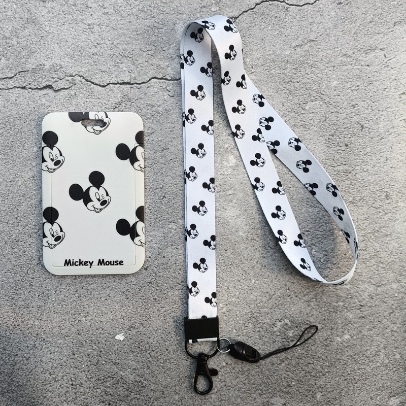 Lovely Cartoon Mickey Minnie Lanyards Card Holder Promotional Gift ID Badge Plastic Card Case Student Anti-Lost Lanyard Custom Image 4