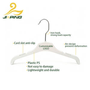 Оптовые пластиковые вешалки белого цвета с индивидуальным логотипом |   Металлический крючок с защитой от скольжения для магазинов одежды и бутиков, вешалка для детской одежды - Product Image 3