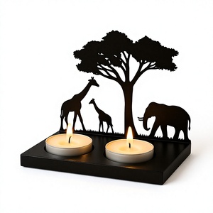 Safari Animal Tea Light Holder Set Steel Die Cut Silhouette Decor Home Decoration Heat Resistant candle set Set of 3 - Product Image 1