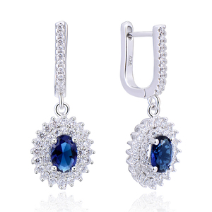 Set di gioielli in argento Sterling 925 brillante di moda Set di gioielli per ragazza adorabile con zaffiro blu ovale placcato in rodio di cristallo Aaa - Product Image 5