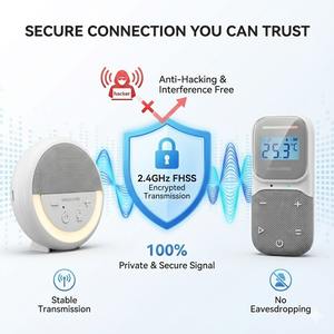 Babyphone audio longue portée 300 m avec surveillance de la température et de l'humidité de la pièce, écran LCD, communication bidirectionnelle, 2,4 GHz - Product Image 4