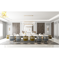 Ensemble de table à manger en marbre synthétique blanc nano italien pour 14 personnes, luxe avec 12 chaises