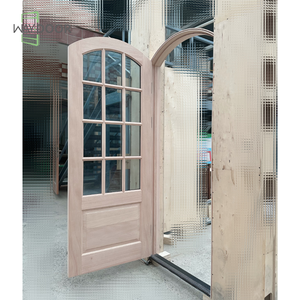 カスタム未完成無垢材外装ラウンドアーチドアガラスパネル付き木製ルームアーチ型ホワイトオーク - Product Image 3